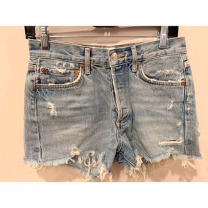 AGOLDE Distressed Denim Shorts Light Wash Raw Hem Size 25 NWOT